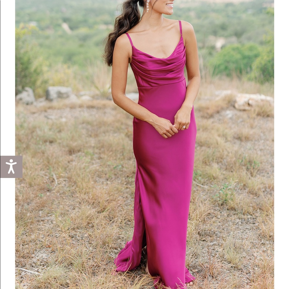 Revelry deep olive Skye satin dress size 4